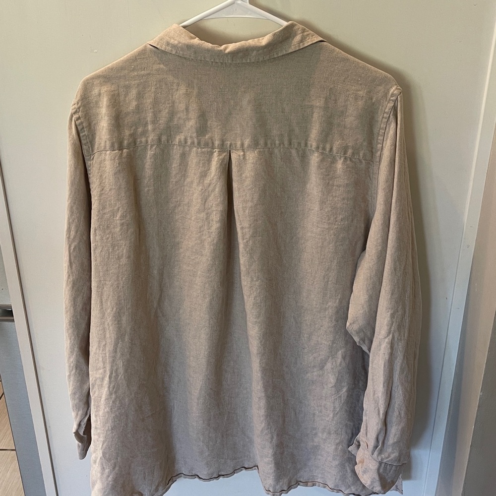 L.L. Bean Casual Beige Button Down Shirt - Picture 5 of 8
